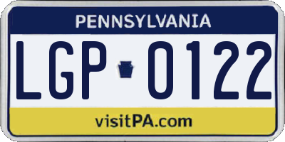 PA license plate LGP0122