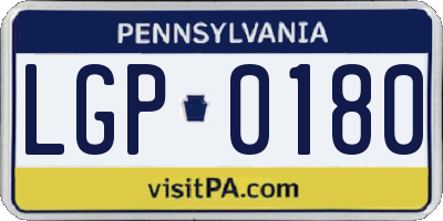 PA license plate LGP0180