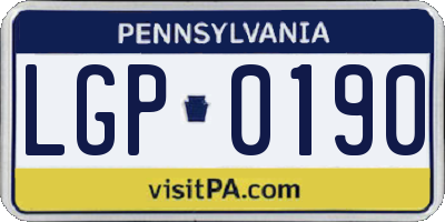 PA license plate LGP0190