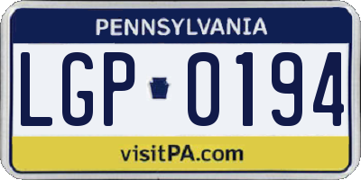 PA license plate LGP0194