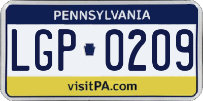 PA license plate LGP0209