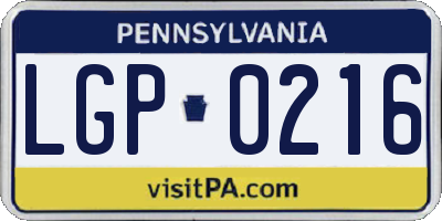 PA license plate LGP0216