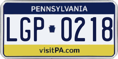 PA license plate LGP0218