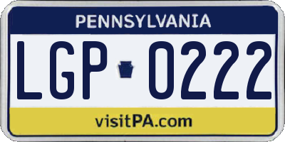 PA license plate LGP0222