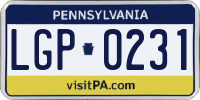 PA license plate LGP0231