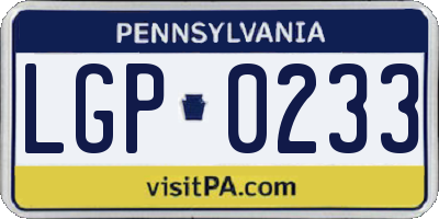 PA license plate LGP0233