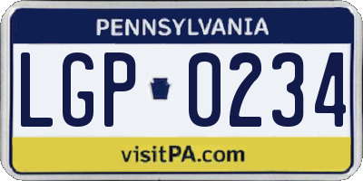 PA license plate LGP0234