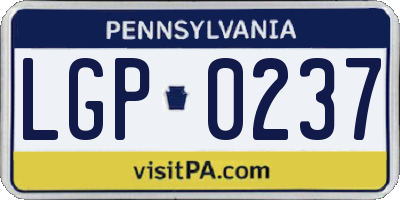 PA license plate LGP0237