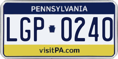 PA license plate LGP0240