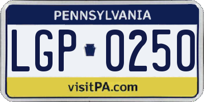 PA license plate LGP0250