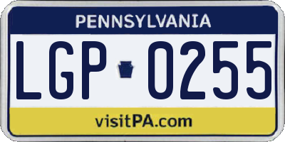 PA license plate LGP0255