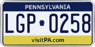 PA license plate LGP0258