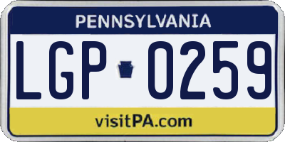 PA license plate LGP0259