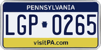 PA license plate LGP0265