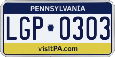 PA license plate LGP0303