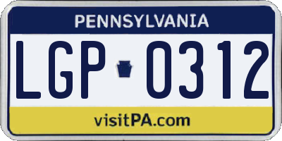 PA license plate LGP0312