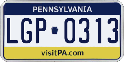 PA license plate LGP0313