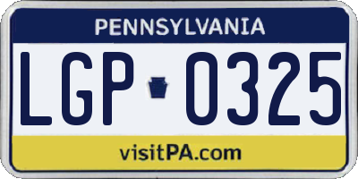 PA license plate LGP0325