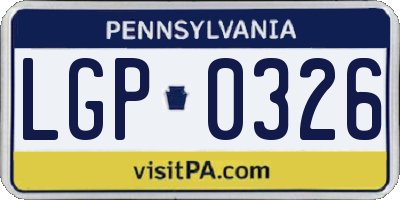 PA license plate LGP0326