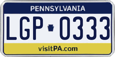 PA license plate LGP0333