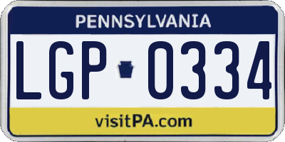 PA license plate LGP0334