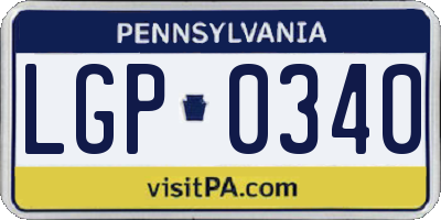 PA license plate LGP0340
