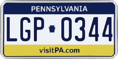 PA license plate LGP0344