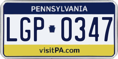 PA license plate LGP0347