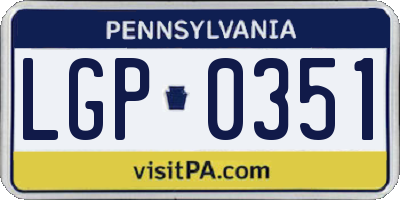 PA license plate LGP0351