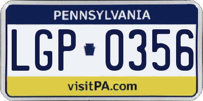 PA license plate LGP0356