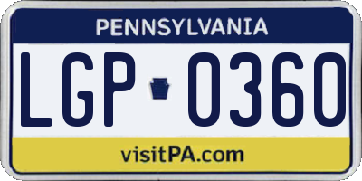 PA license plate LGP0360