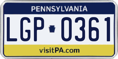 PA license plate LGP0361