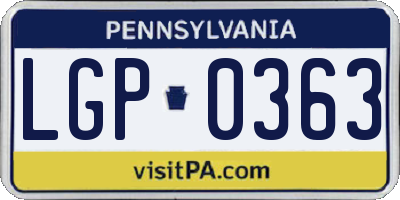 PA license plate LGP0363
