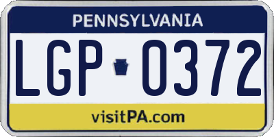 PA license plate LGP0372