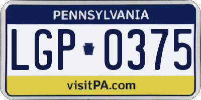 PA license plate LGP0375