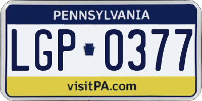 PA license plate LGP0377