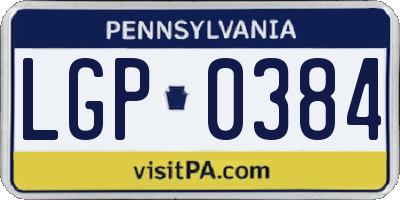 PA license plate LGP0384