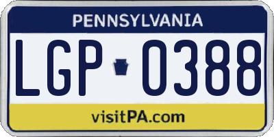 PA license plate LGP0388