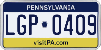 PA license plate LGP0409