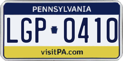 PA license plate LGP0410