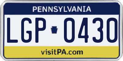 PA license plate LGP0430
