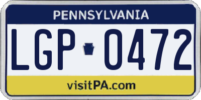 PA license plate LGP0472