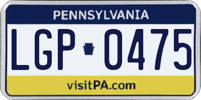PA license plate LGP0475