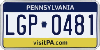 PA license plate LGP0481