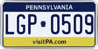 PA license plate LGP0509