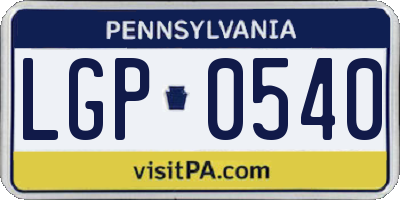 PA license plate LGP0540