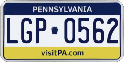 PA license plate LGP0562