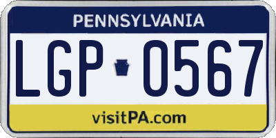 PA license plate LGP0567