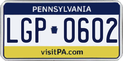 PA license plate LGP0602