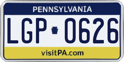 PA license plate LGP0626